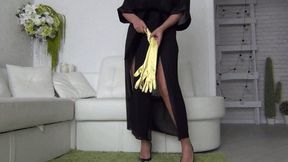 I jerk you off with yellow silk gloves b