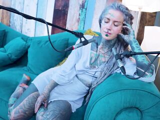 I talk about G - Grattitude- ASMR podcast SFW talking emo slender gal dreadlocks tattoo model inked beauty