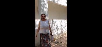 No Bra at All! Hot Granny Shaking Huge Boobs.