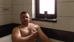 Muscular Bear Storkes then Sits in Bathtub