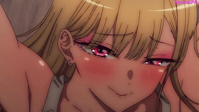 Watch Kitagawa Marin's tight blonde pussy get pounded by Gojo's virgin cock in a cartoon parody - Anime