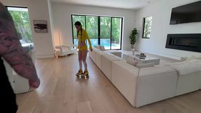 step daughter huge bush gets fucked in roller skates