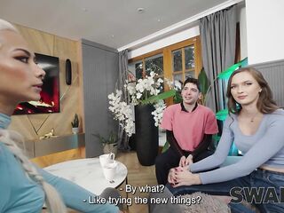 SWAP4K. A Sunday walk ended up as having a hawt gal with in our couch, it was her 1st trio