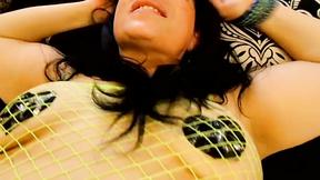 ”Mature BBW Giving Head In Fishnet Catsuit”