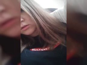 cute girl in leggings getting her tits out for periscope