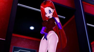 Jessica Rabbit’s fingers take her over the edge in a hotel suite