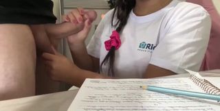 Student From Rio Sucking off Her Private Teacher at His House, Student Giving Lessons on How to Suck Cock