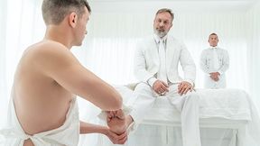 MasonicBoys Dangled holy DILFs poke uber-cute Logan Cross in sacred ritual