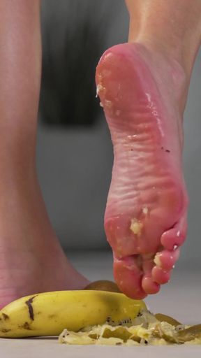 Petite girl crushes fruits with high heels! Hot footfetish!   Clip 1