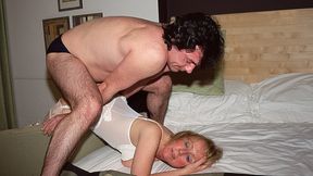 Blonde Nurse MILF Gives Man Massage before Offered Cash for Blowjob