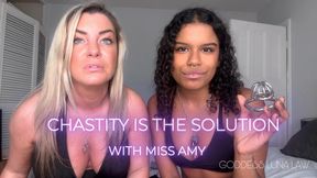Chastity is the solution POV- Ebony Goddess Luna Law and British Miss Amy Samuels humiliate you and lock you in chastity, Female domination, FemdomPOV