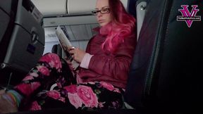 Vicky Lets you sniff her feet on the plane- HD 1080p