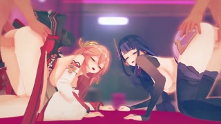 【Genshin Impact orgy sex2】Yae Miko,Raiden Shogun group sex 3D Hentai Animation.