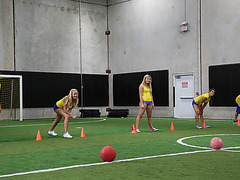 A dodge ball game played in a filthy manner to get coeds randomly fuck