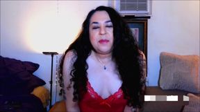 Tgirl Zoeydoll in Red Gets Horny and Cums