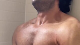 Hot persian stud mohammad masturbates in homemade shower solo muscle hairy