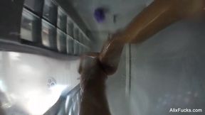 Busty blonde Alix Lynx takes a steamy shower