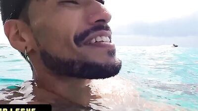 Hot studs go snorkeling before fucking hardcore in the shower