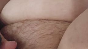 Hairy pussy close-up masturbation