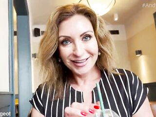 Public POV Oral-sex From Sexy Large Boobs mother I'd like to fuck Julia North Inside Coffee Shop