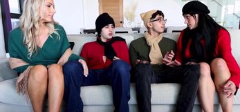 MILFs Mona Azar & Bunny Madison Mix Things Up With Their Stepson Swap