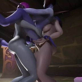 Futa Elves Threesome standing Fuck Double Penetration - Warcraft 3D Porn Parody Short Glip