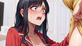 Older bigtits sexy stepsister with young stepsister exploring big hard secret in panties when mom is out (Hentai/Animated/Futanari)