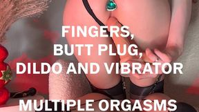 Soft Teasing, Plug Play, and Powerful Vibrator Finish (fingers, butt plug, dildo and vibrator in one video) multiple orgasms