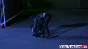 Blonde Kristina Rose takes a rough ride on her bike