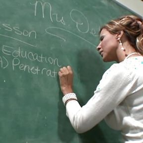 Mrs Demi Delia teaches a guy in evening school how to fuck her pussy raw