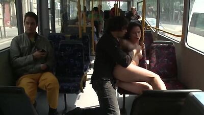 Sexy babe fucked in bus and park