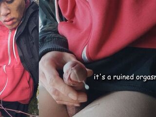 Homo Oriental twink Jon Arteen wanks outdoor winter risky, ruined climax, large jizz flow cleans jizz haunch