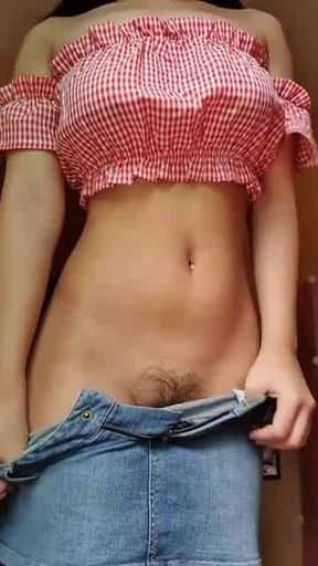 Slim naked girl showing