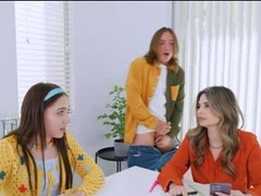 Stepsister suck my cock under the table