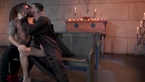 Handsome guy anally fucked by bearded priest after confessio