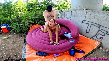 While he is fucking me, some trains are passing by the busy railroad track where we are