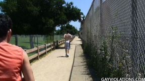 Public prank showing a guy with one of the best asses