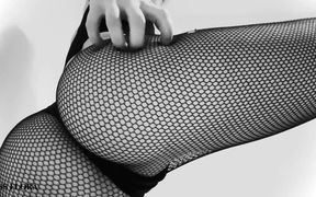 Fishnet Tights Tease in Black and White