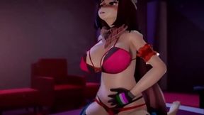 3D POV of busty brunette cowgirl riding cock with breast expansion sounds