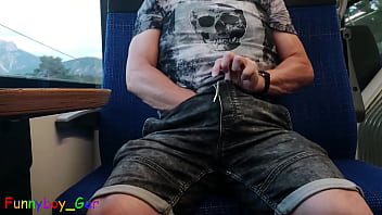 A really hot wanking experience on a driving train in the mountains (S)