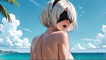Nier 2B - Creampie fire ignites body wild and furious AI