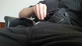 Lunch Break - Hot Stepdaddy Rubs His Fat Cock Through White Calvin Klein