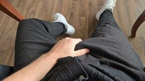 Lunch Break - Hot Stepdaddy Rubs His Fat Cock Through White Calvin Klein