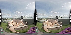Hot Tanned Girl Adreana Oils Up In The Sun And Jills Herself Off With Huge Clear Dildo