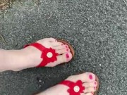 Breaking in sexy new flip flop sandals