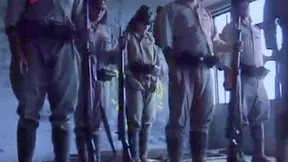 Female Military Officer Gets on Asian Soldiers in Wild Gangbang