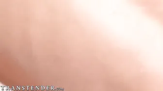 Blonde trans beauty Aubrey Kate bareback fucks a hot ass hard