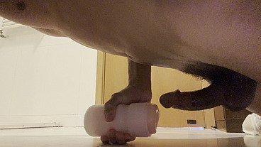 Jerking off with my toy ass.