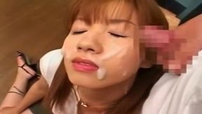 Virgin Japanese goddess gets a sloppy facial cumshot