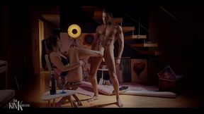 domina let submissive drink wine and cum on her feet!